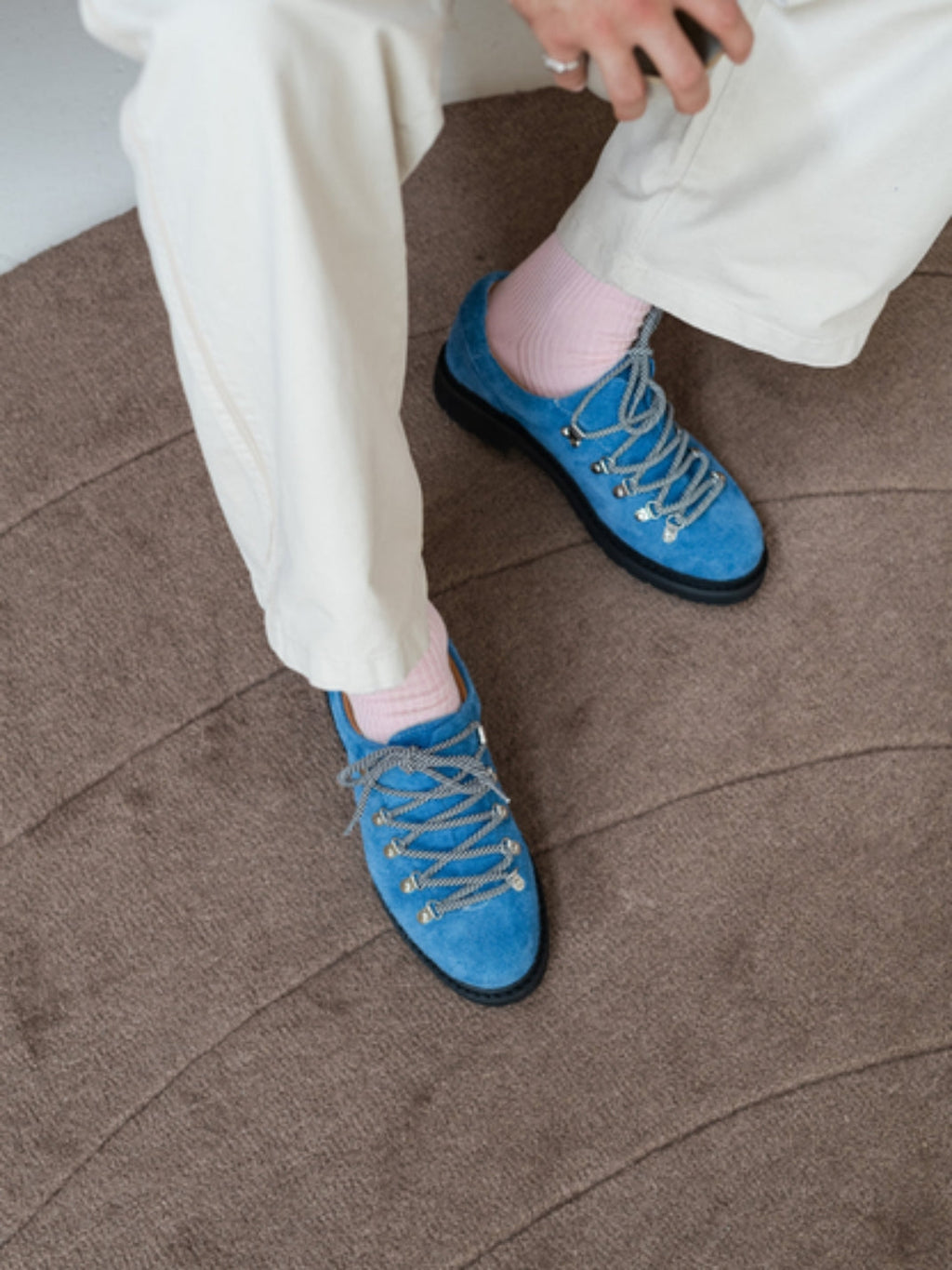 VEYRA DERBY – Scarpe in pelle scamosciata azzurro chiaro